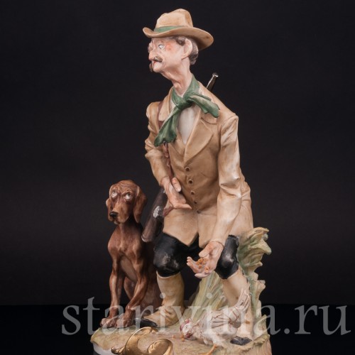 Композиция из фарфора Охотник и курица, Capodimonte, Италия, вт. пол. 20 в.