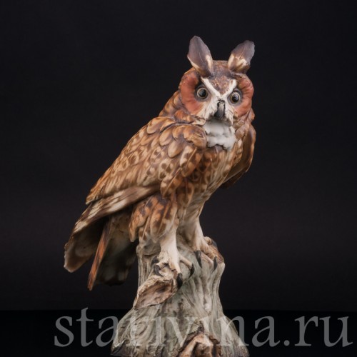 Фарфоровая статуэтка птицы Ушастая сова, Tay, Италия, сер. 20 в.
