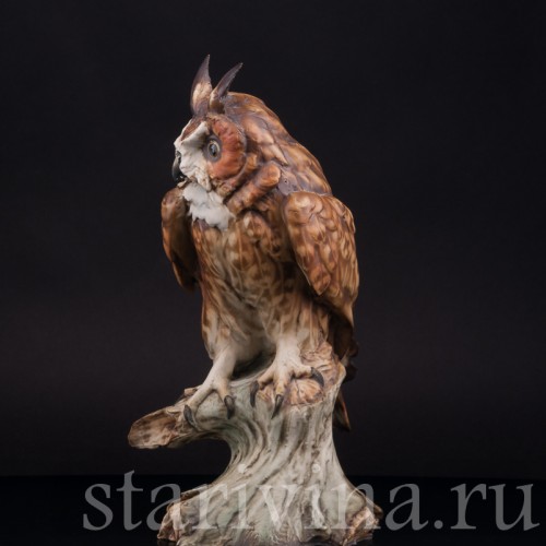 Фарфоровая статуэтка птицы Ушастая сова, Tay, Италия, сер. 20 в.