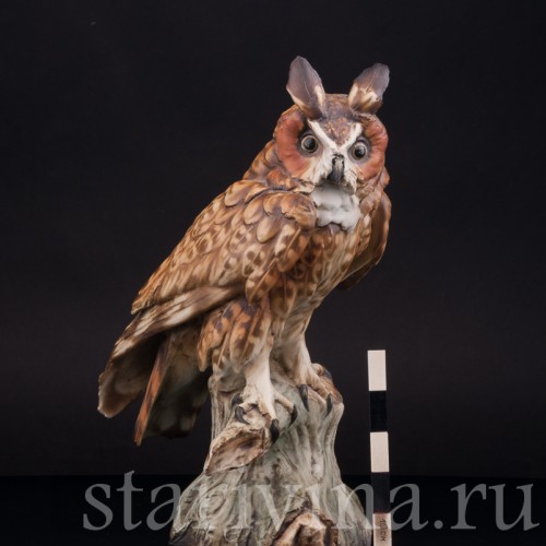 Фарфоровая статуэтка птицы Ушастая сова, Tay, Италия, сер. 20 в.