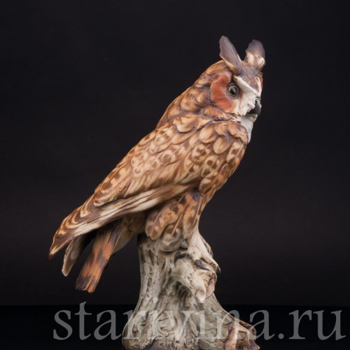 Фарфоровая статуэтка птицы Ушастая сова, Tay, Италия, сер. 20 в.