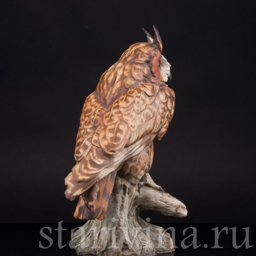 Фарфоровая статуэтка птицы Ушастая сова, Tay, Италия, сер. 20 в.