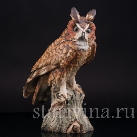 Фарфоровая статуэтка птицы Ушастая сова, Tay, Италия, сер. 20 в.