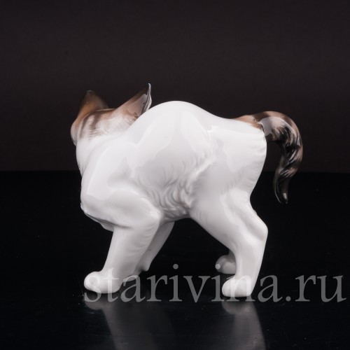 Фарфоровая фигурка Котёнок с выгнутой спинкой, Rosenthal, Германия, 1950 гг.