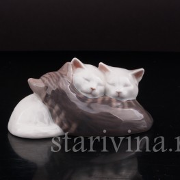 Фарфоровая фигурка Спящие котята, Royal Copenhagen, Дания, 1990 гг.