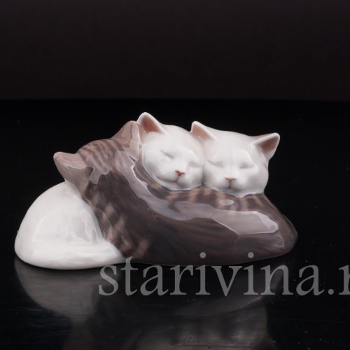 Фарфоровая фигурка Спящие котята, Royal Copenhagen, Дания, 1990 гг.