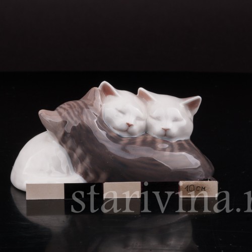 Фарфоровая фигурка Спящие котята, Royal Copenhagen, Дания, 1990 гг.