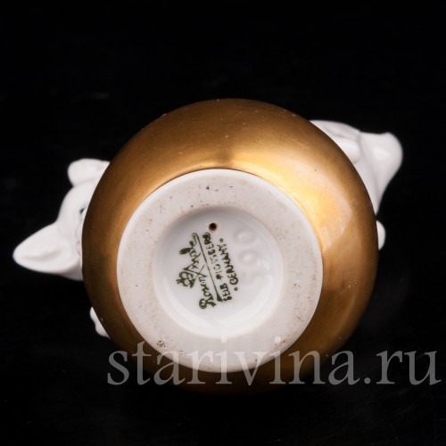 Фигурка из фарфора Котёнок на золотом шаре, миниатюра, Rosenthal, Германия, 1955 г.
