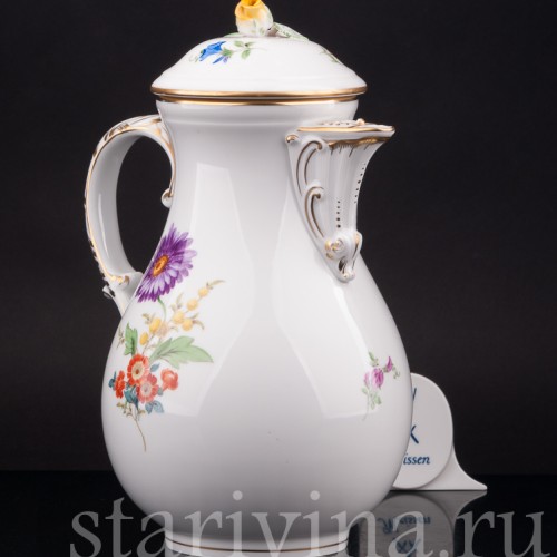 Фарфоровый кофейник Цветы, Meissen, Германия, 1963 г.