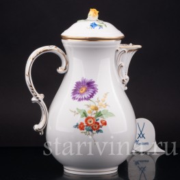 Фарфоровый кофейник Цветы, Meissen, Германия, 1963 г.