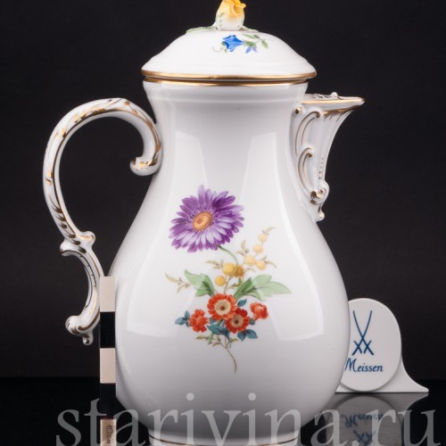 Фарфоровый кофейник Цветы, Meissen, Германия, 1963 г.