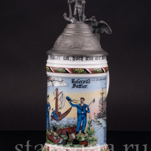 Фарфоровая кружка Флот, 1/2 л, Alka Kaiser, Германия, вт. пол. 20 в.