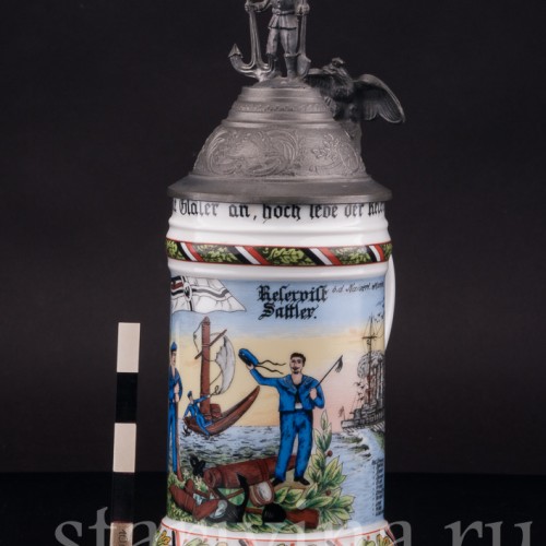 Фарфоровая кружка Флот, 1/2 л, Alka Kaiser, Германия, вт. пол. 20 в.