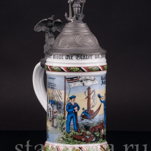 Фарфоровая кружка Флот, 1/2 л, Alka Kaiser, Германия, вт. пол. 20 в.