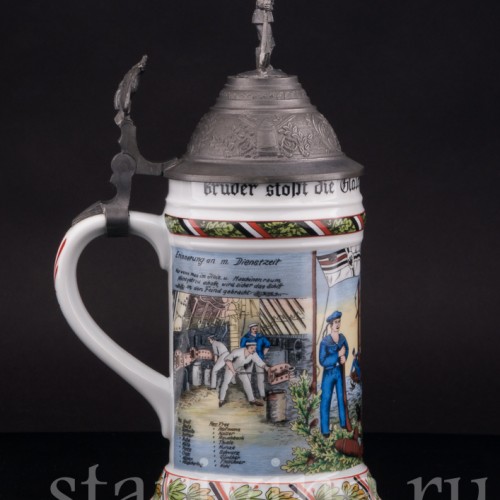 Фарфоровая кружка Флот, 1/2 л, Alka Kaiser, Германия, вт. пол. 20 в.