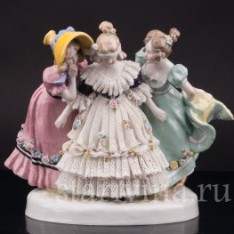 Композиция из фарфора Жмурки, кружевная, Karl Ens, Германия, 1920-30 гг.