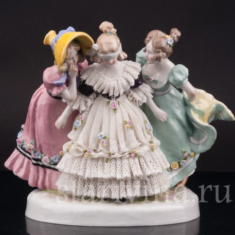 Композиция из фарфора Жмурки, кружевная, Karl Ens, Германия, 1920-30 гг.