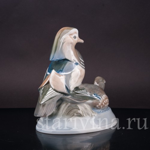 Фарфоровая статуэтка птиц Утки мандаринки, Royal Copenhagen, Дания, 1960 гг.