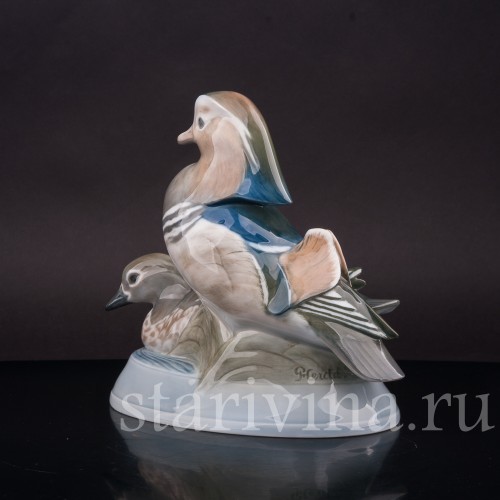 Фарфоровая статуэтка птиц Утки мандаринки, Royal Copenhagen, Дания, 1960 гг.