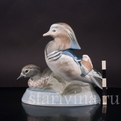 Фарфоровая статуэтка птиц Утки мандаринки, Royal Copenhagen, Дания, 1960 гг.