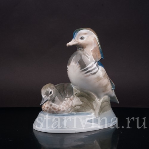 Фарфоровая статуэтка птиц Утки мандаринки, Royal Copenhagen, Дания, 1960 гг.