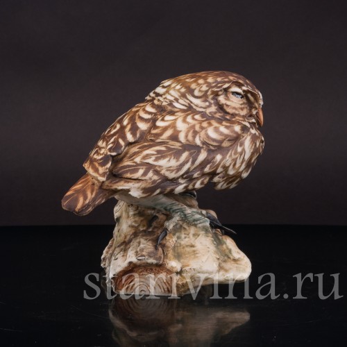 Статуэтка птицы из фарфора Домовой сычик, Capodimonte, Италия, вт. пол. 20 в.