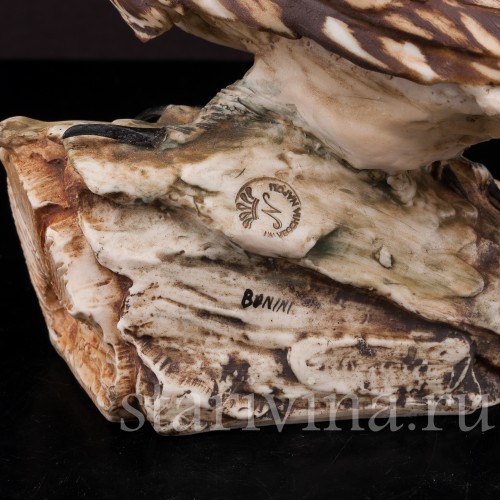 Статуэтка птицы из фарфора Домовой сычик, Capodimonte, Италия, вт. пол. 20 в.