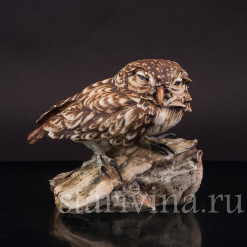 Статуэтка птицы из фарфора Домовой сычик, Capodimonte, Италия, вт. пол. 20 в.