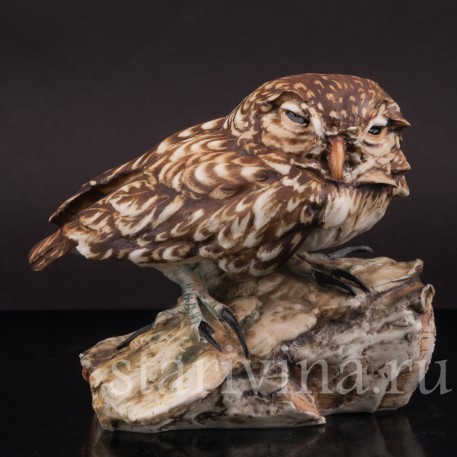 Статуэтка птицы из фарфора Домовой сычик, Capodimonte, Италия, вт. пол. 20 в.