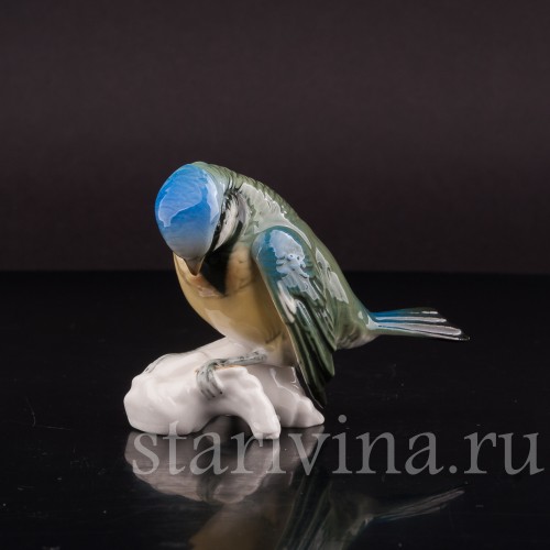 Статуэтка птицы из фарфора Синица лазоревка, Karl Ens, Германия, 1920-30 гг.