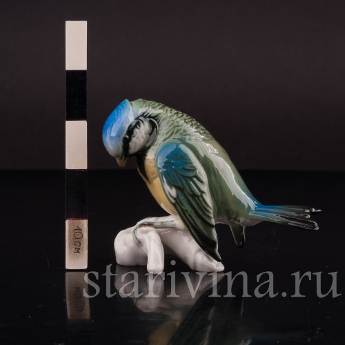 Статуэтка птицы из фарфора Синица лазоревка, Karl Ens, Германия, 1920-30 гг.