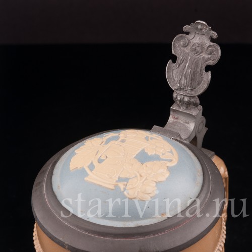 Старинная пивная кружка Сцены в трактире, 1/2 л, Villeroy & Boch, Германия, 1904 г.