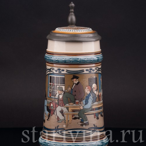 Старинная пивная кружка Кегельбан, 1/2 л, Villeroy & Boch, Германия, 1902 г.