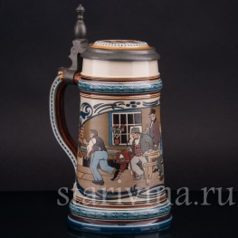 Старинная пивная кружка Кегельбан, 1/2 л, Villeroy & Boch, Германия, 1902 г.