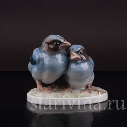 Фигурка птиц из фарфора Два птенца дроздов Rosenthal, Германия, 1923 год.