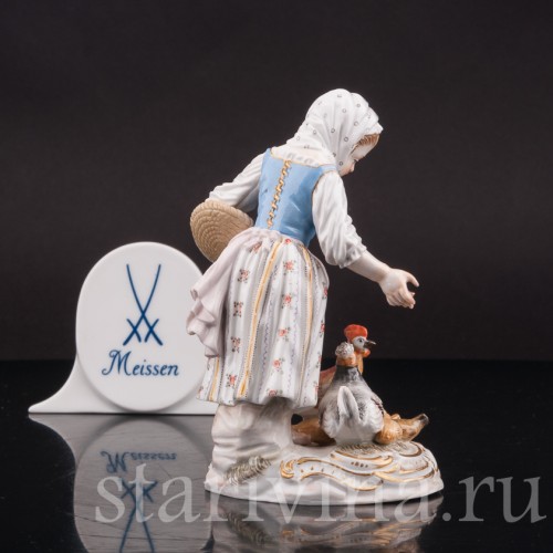 Фарфоровая статуэтка Девочка, кормящая птиц, Meissen, Германия, сер. 19 - нач. 20 вв.