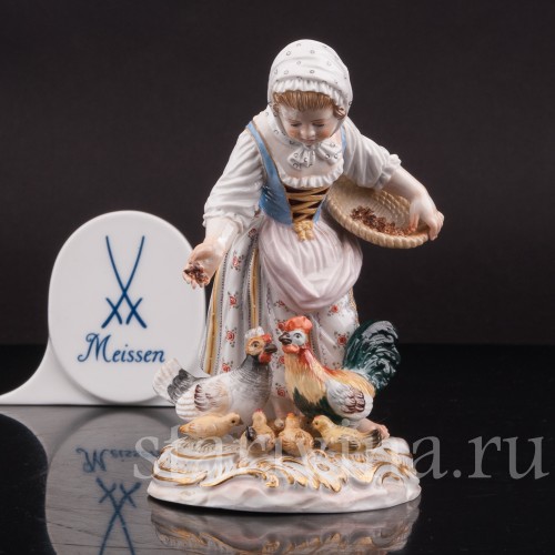 Фарфоровая статуэтка Девочка, кормящая птиц, Meissen, Германия, сер. 19 - нач. 20 вв.