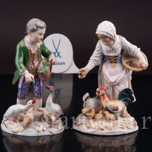 Фарфоровая статуэтка Девочка, кормящая птиц, Meissen, Германия, сер. 19 - нач. 20 вв.
