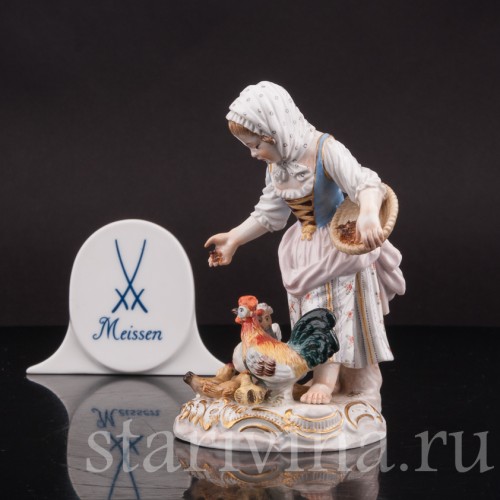 Фарфоровая статуэтка Девочка, кормящая птиц, Meissen, Германия, сер. 19 - нач. 20 вв.