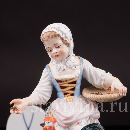 Фарфоровая статуэтка Девочка, кормящая птиц, Meissen, Германия, сер. 19 - нач. 20 вв.