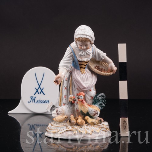 Фарфоровая статуэтка Девочка, кормящая птиц, Meissen, Германия, сер. 19 - нач. 20 вв.