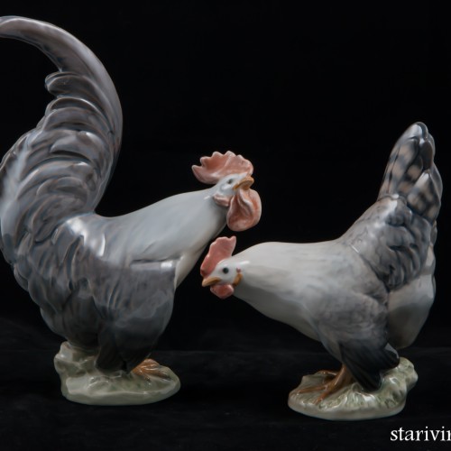 Петух и курица, пара, Royal Copenhagen, Дания, 1960 гг