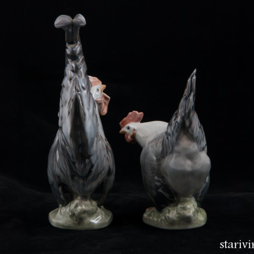 Петух и курица, пара, Royal Copenhagen, Дания, 1960 гг