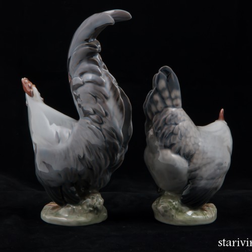 Петух и курица, пара, Royal Copenhagen, Дания, 1960 гг