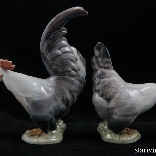 Петух и курица, пара, Royal Copenhagen, Дания, 1960 гг