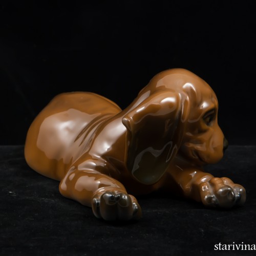 Лежащий щенок таксы, редкий, Rosenthal, Германия, 1970 гг