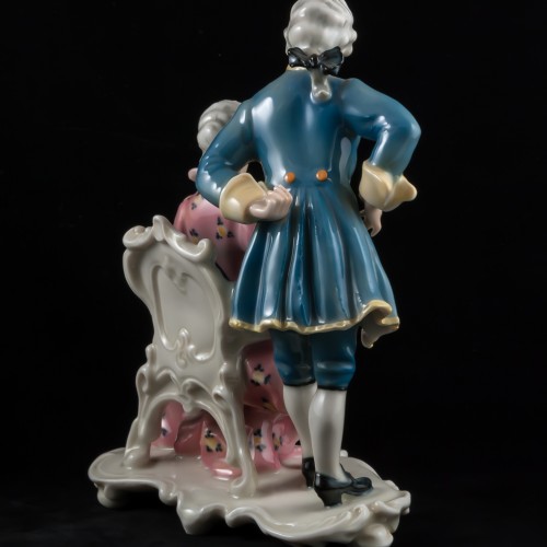 Пара в стиле рококо, кавалер в синем, дама в розовом, Karl Ens, Германия, 1920-30 гг