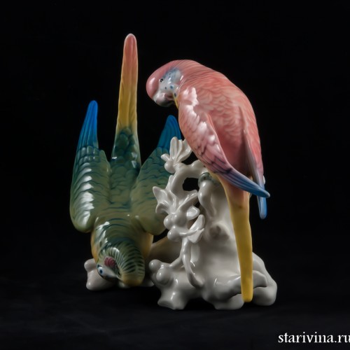 Два волнистых попугайчика, Karl Ens, Германия, 1920-30 гг