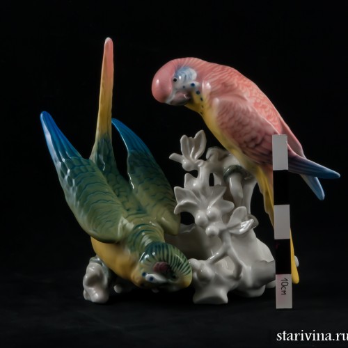 Два волнистых попугайчика, Karl Ens, Германия, 1920-30 гг