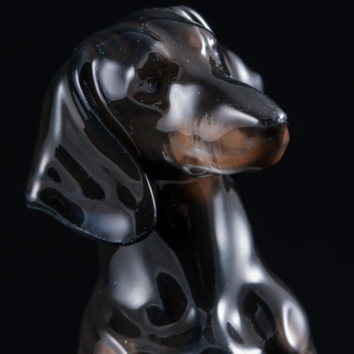 Черная такса, стоящая на задних лапах, миниатюра, Rosenthal, Германия, сер. 20 в
